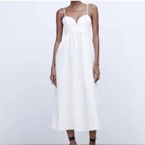 Zara Voluminous Midi dress White